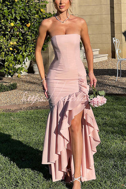Sexy Off-shoulder Slim Fit Irregular Hem Maxi Dress, Pink / M Sexy Off-shoulder Slim Fit Irregular Hem Maxi Dress, Pink / M