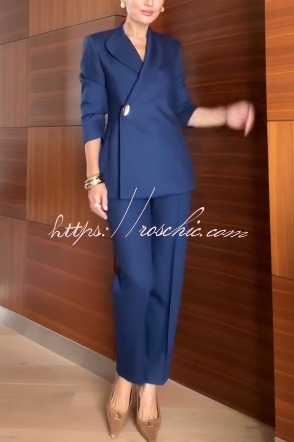 Exquisite and Fashionable Stand Lapel Neck Metal Button Long Sleeve Blazer