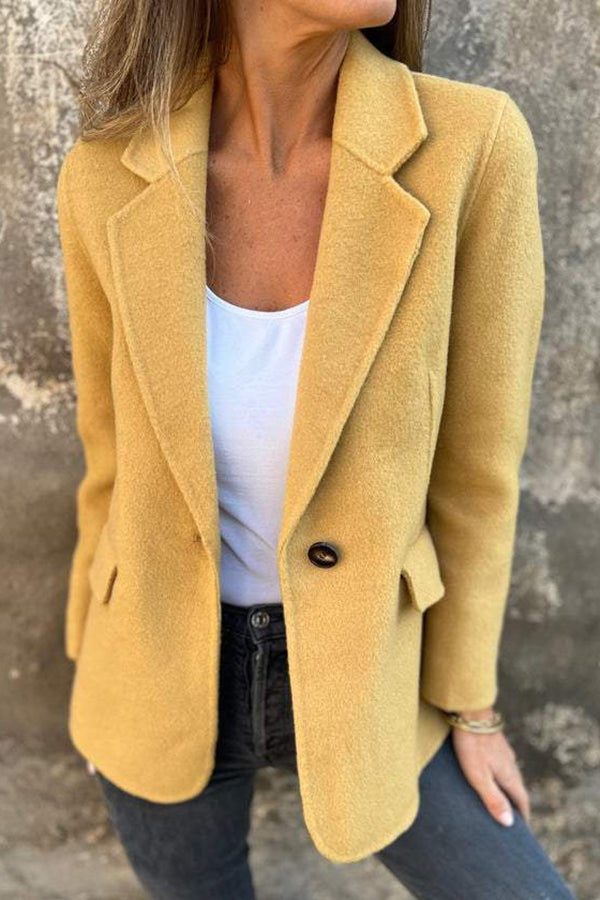 Solid Color Casual Wool Lapel Button Blazer