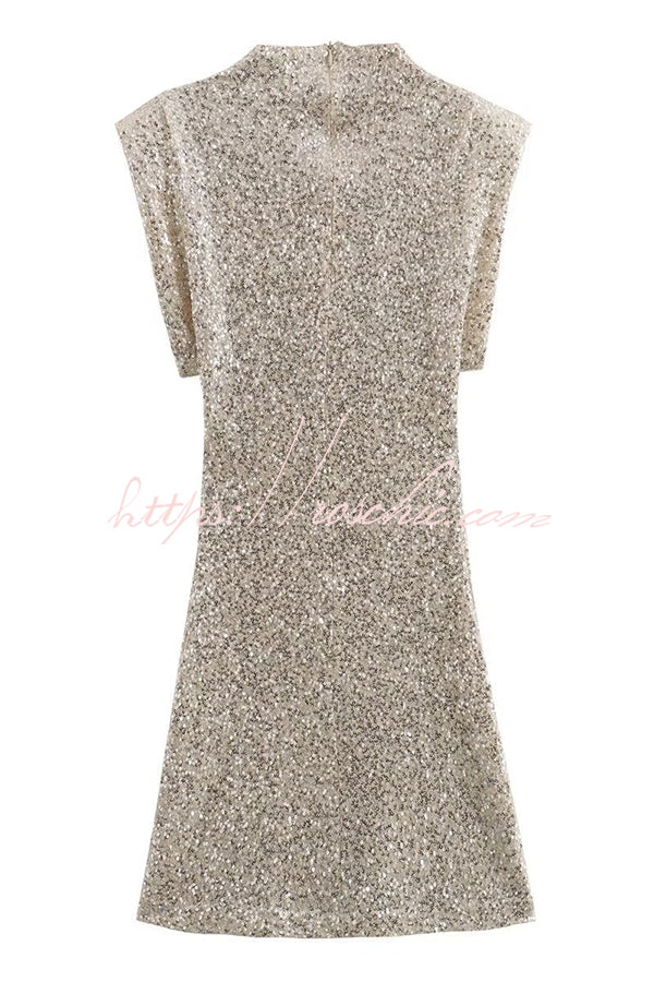 Adorable Sexy Vibes Sequin Wide Sleeve Mini Dress