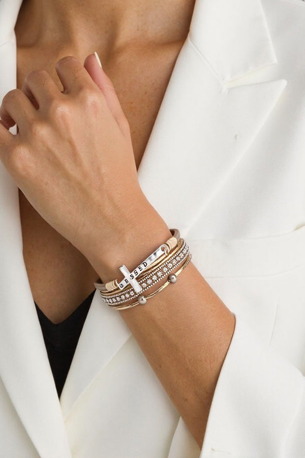 Bohemian Cross Diamond Magnetic Clasp Bracelet