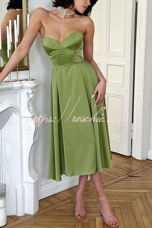 Solid Color Off-shoulder Sleeveless Slim Sexy Midi Dress