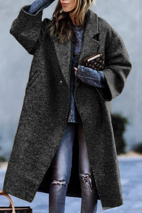 Fashionable Colorblock Plaid Print Pocket Casual Long Coat