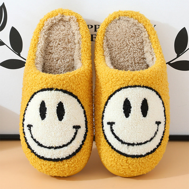 Smiley plush slippers