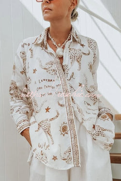 Jungle Leopard Print Loose Long Sleeve Casual Shirt