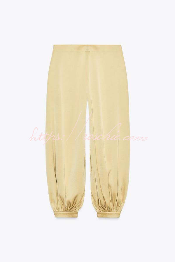 City Phantom Satin High Rise Pocket Aladdin Bloomers Pants