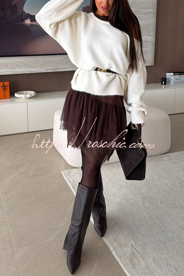 Upper East Chic Knit Wide Neck Long Sleeve Relaxed Sweater