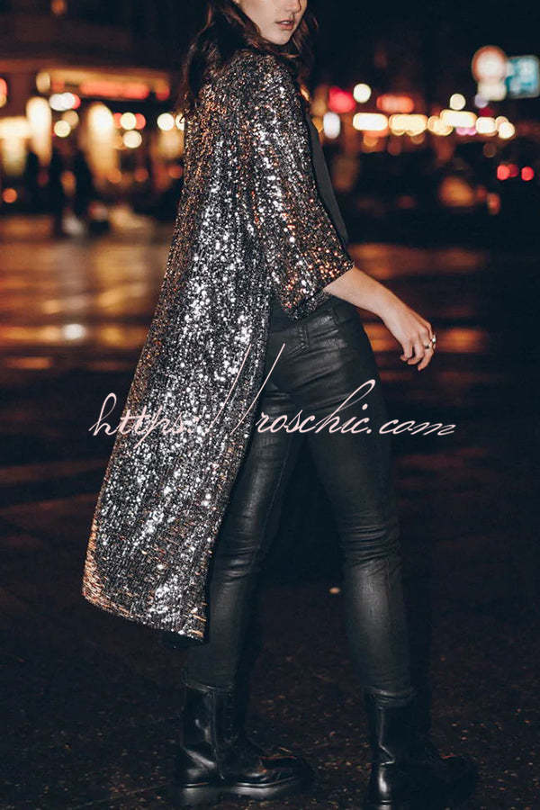 Disco Glamour Sequin Bell Sleeve Kimono