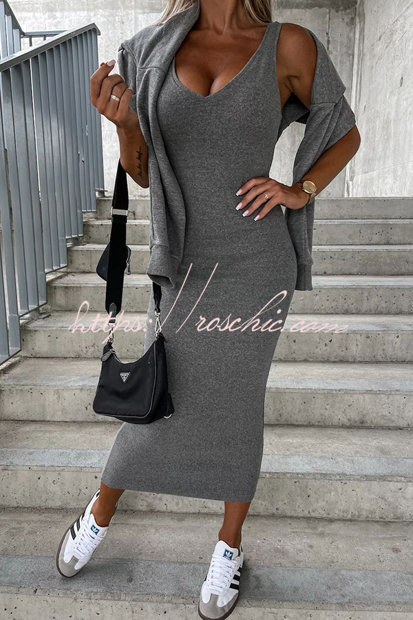 Around The World Hooded Sweatshirt and Slip Maxi Skirt Two Piece Set