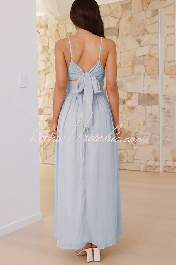 Solid Color Sexy Suspender Backless Lace-up Slim Maxi Dress