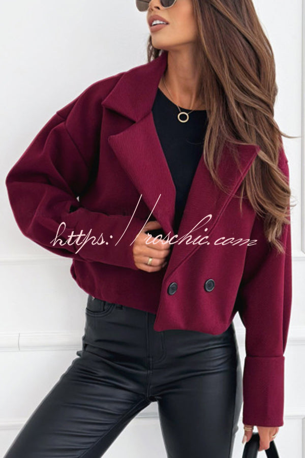 Fashionable Solid Color Lapel Short Blazer