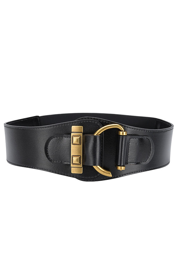 Retro Style Waist-hugging Wide Leather Belt