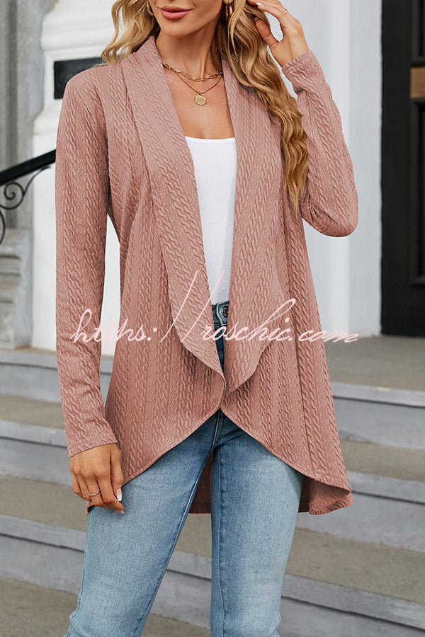 Long Sleeve Solid Color Ruffle Loose Cardigan