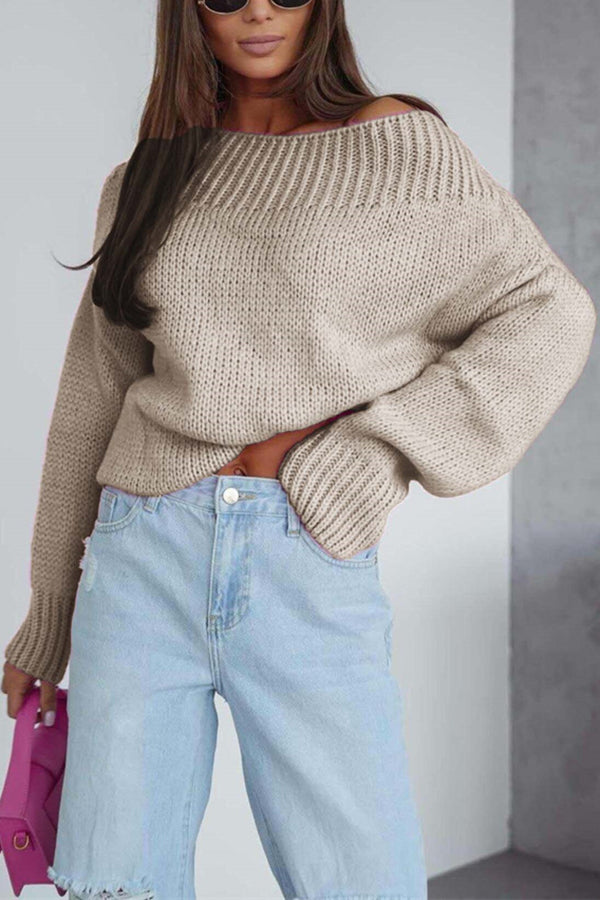 Solid Color Long-sleeved Round Neck Loose Knitted Sweater