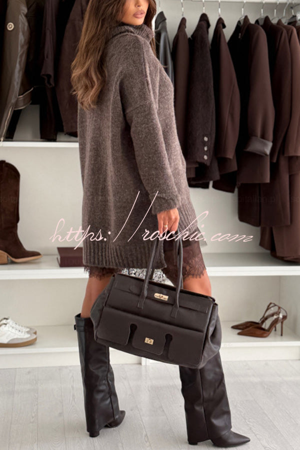 Breezy City Knit Turtleneck Long Sleeve Relaxed Sweater (Shipped Within 24 Hours)