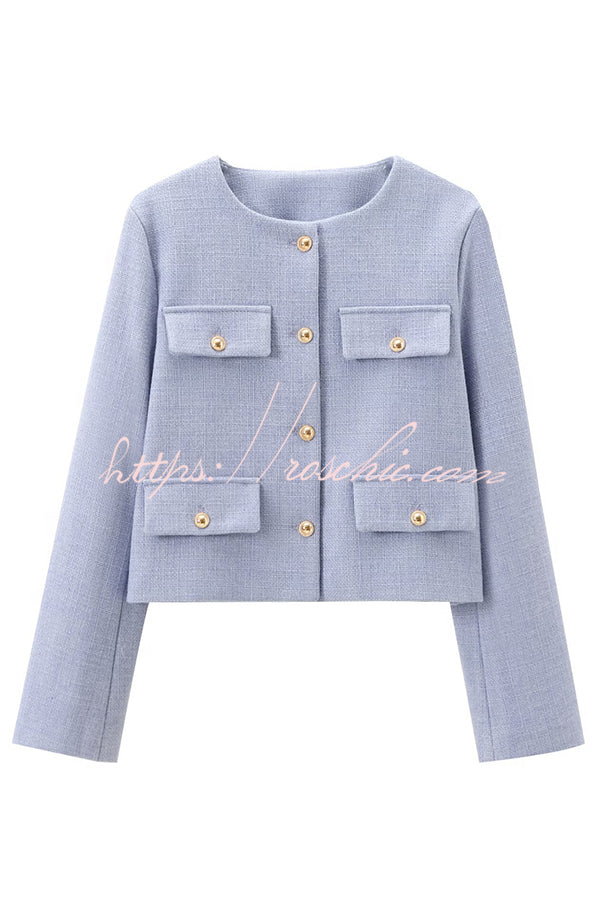 Stylish Buttoned Long Sleeve Casual Pocket Blazer