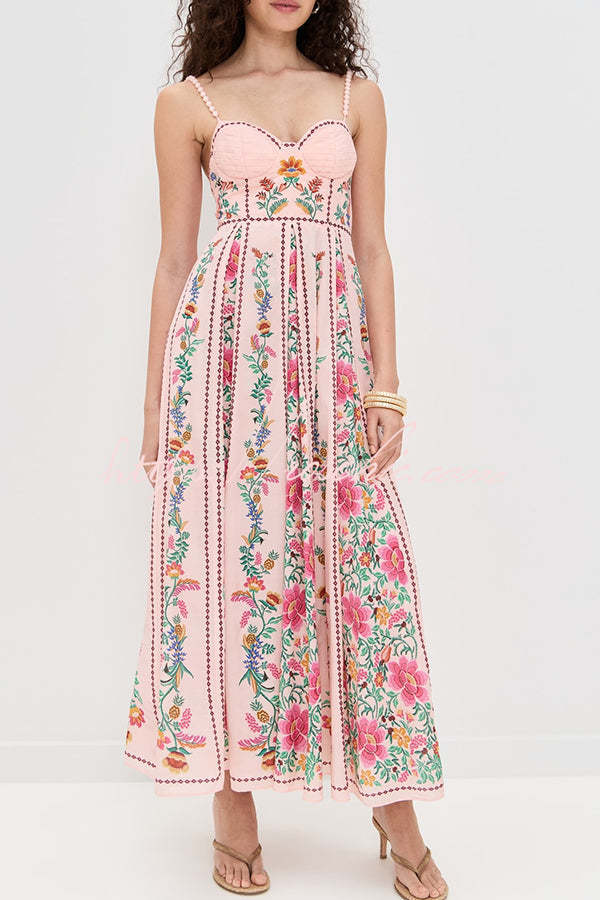 Floral Print Sweetheart Neck Cami Dress Pink / L Floral Print Sweetheart Neck Cami Dress Pink / L