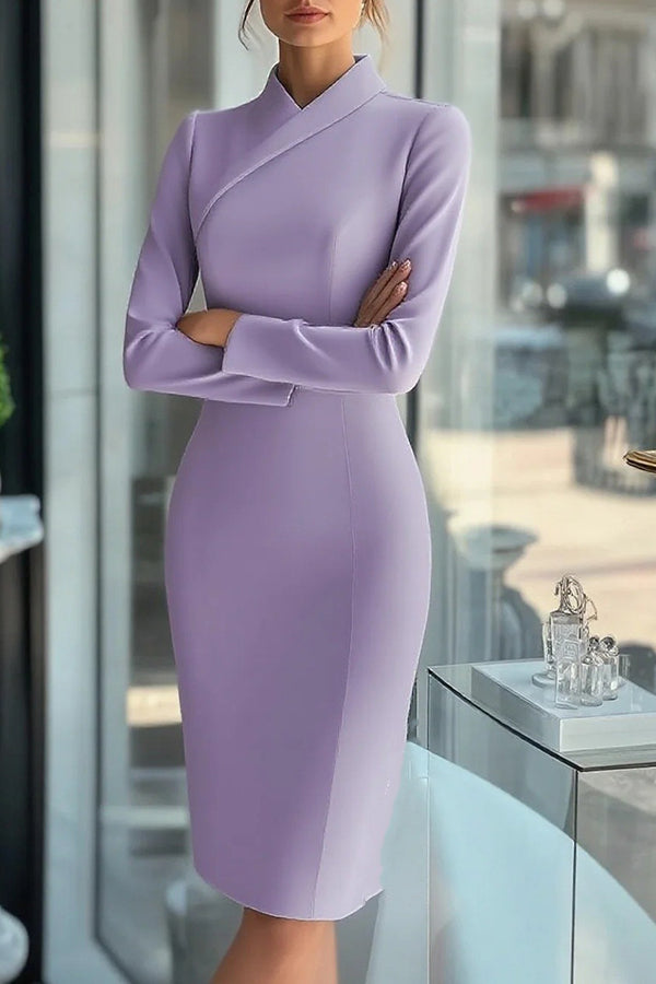 solid color midi dresses for women Nina's Elegant Solid Color High Waist Midi Dress