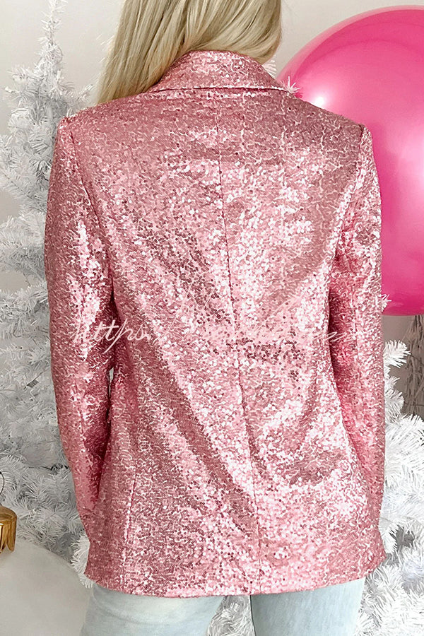 Make Your Christmas High Sequin Nutcracker Lapel Loose Blazer