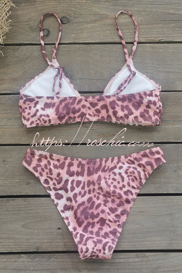 Leopard Print Sexy Stretch Two-piece Bikini Swimsuit