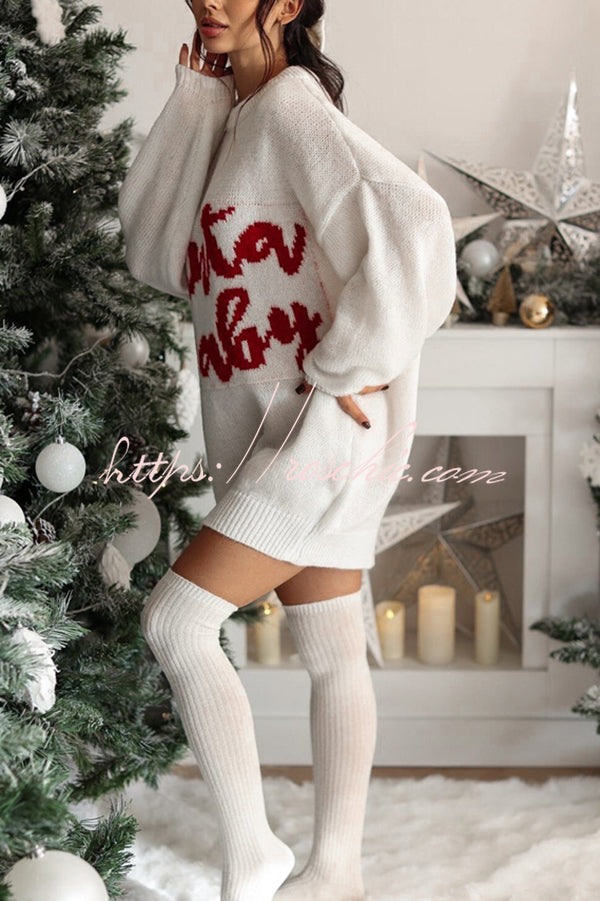 Santa Baby Loose-fitting Long-sleeved Mid-length Knit Sweater