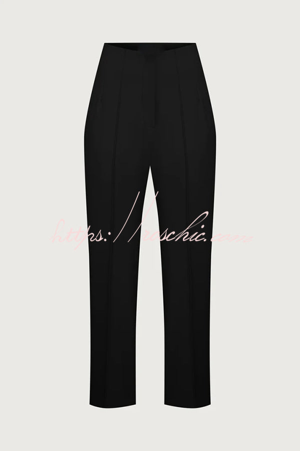 Exquisite and Fashionable High Waist Pocketed Straight Leg Pencil Pants