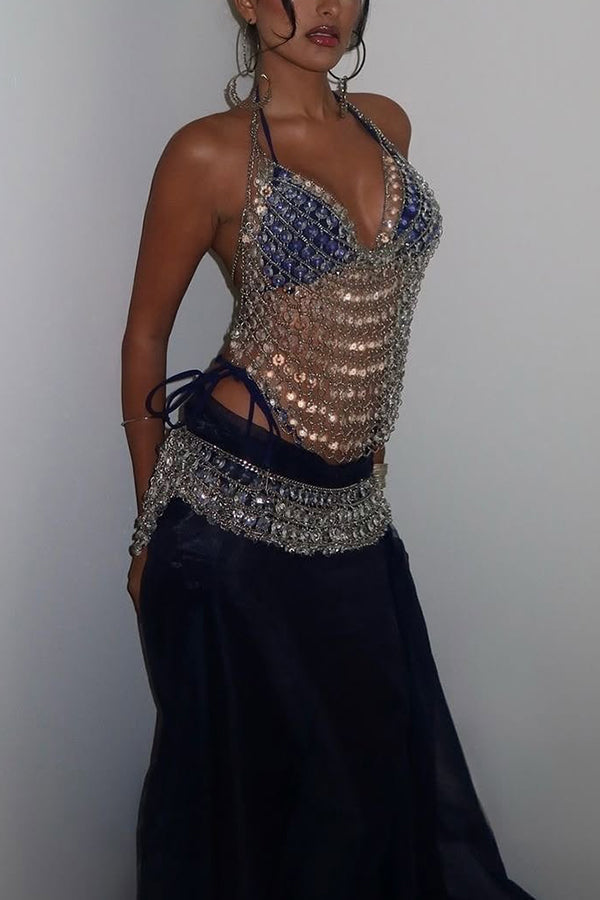 Sexy Water Drop Hollow Chain Splicing Body Chain