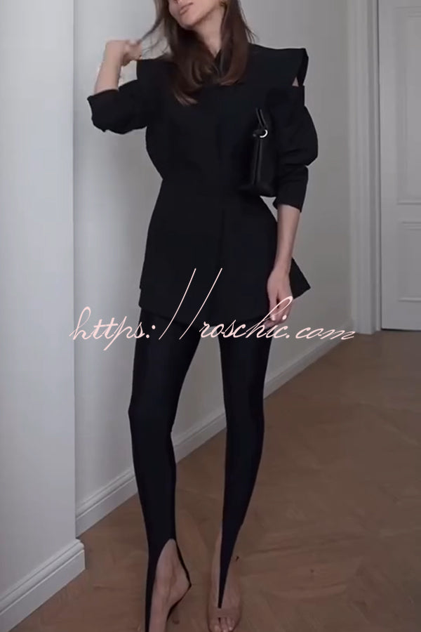 Fashionable Pioneer Stand V-neck Split Sleeve Loose Blazer