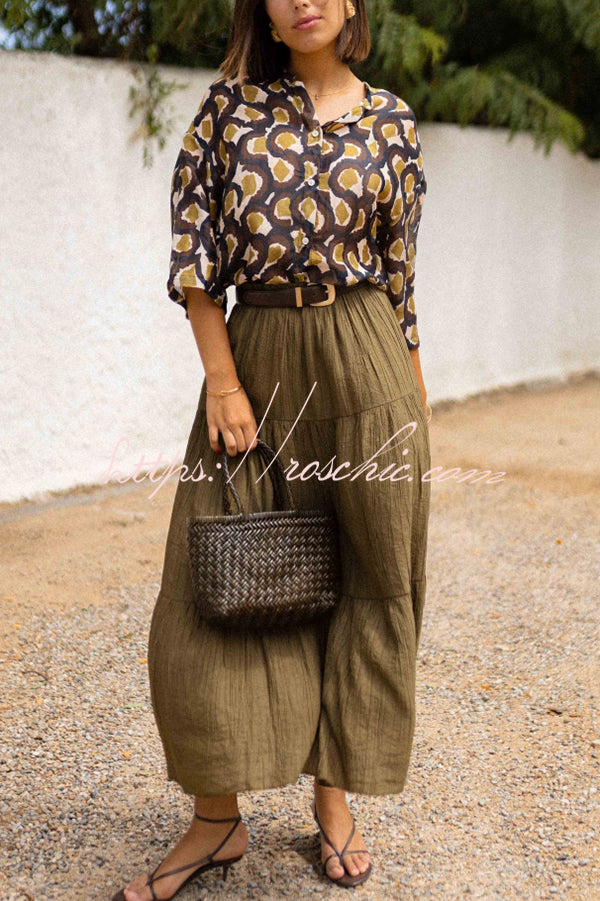 Unique Printed Lapel Button-down Loose Casual Shirt