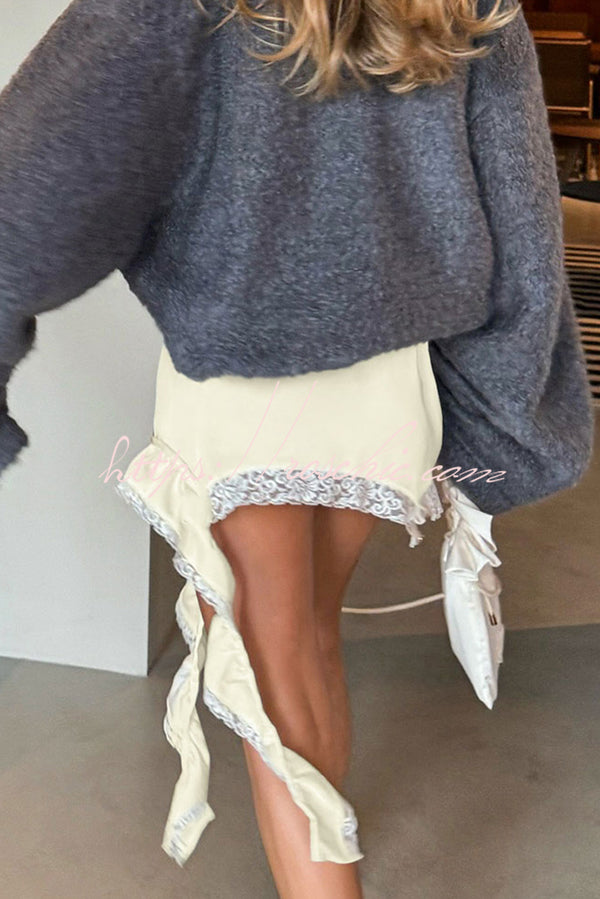 Fashionable Lace Asymmetrical Elegant Mini Skirt
