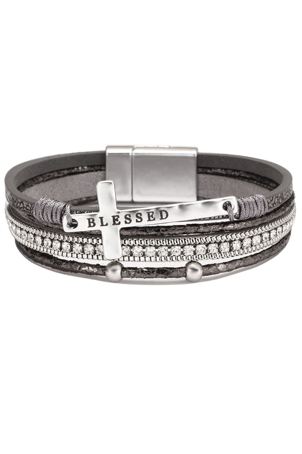Bohemian Cross Diamond Magnetic Clasp Bracelet