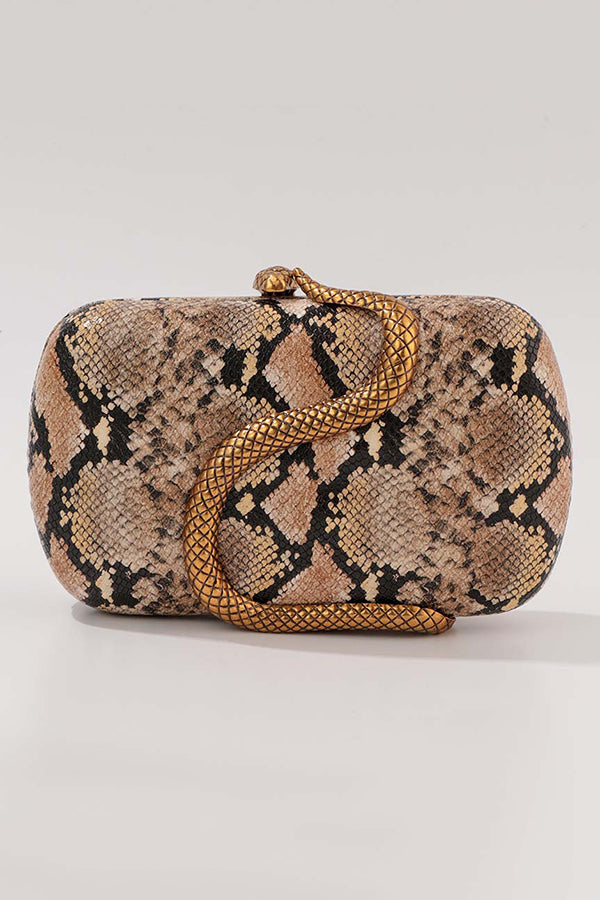 Fashionable Snake-embellished Evening Clutch