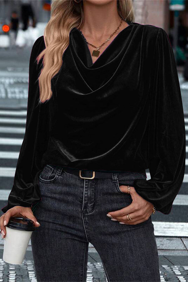 Fashionable Velvet Long-sleeved Loose Casual Top