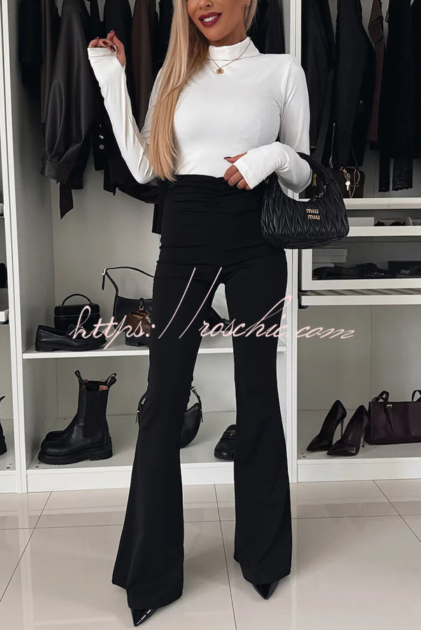 Elegant and Flexible High Rise Ruched Waist Stretch Flare Pants