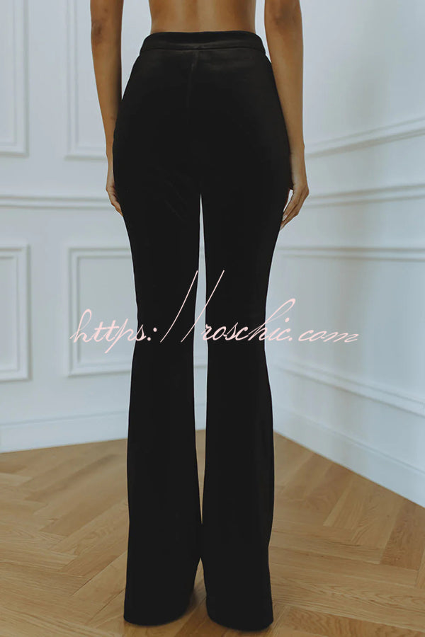 Delicate Daze Velvet High Rise Elastic Waist Flare Pants