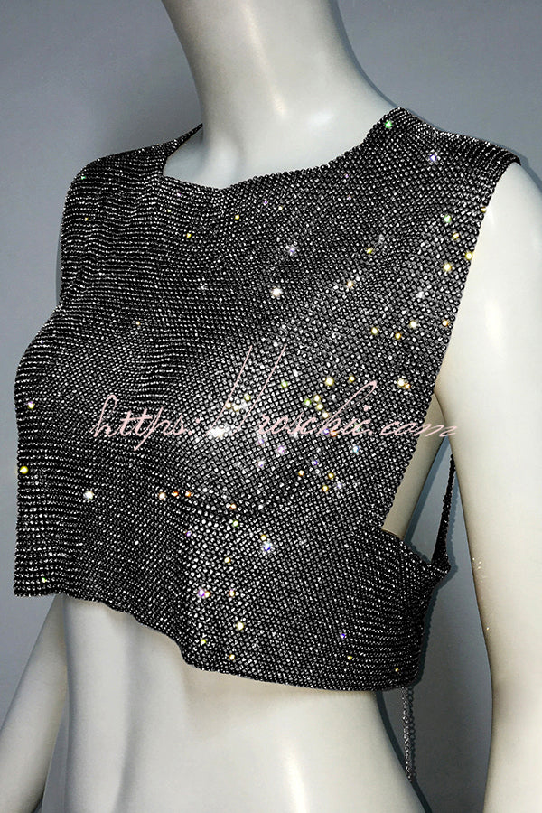Sexy Metallic Rhinestone Backless Chain Vest