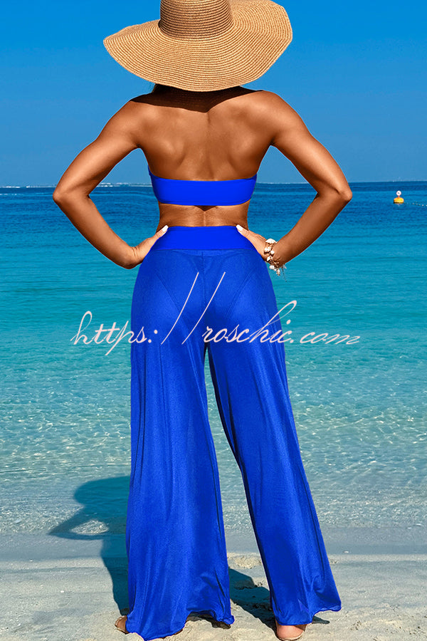 Solid Color Loose Metal Buckle Beach Pants