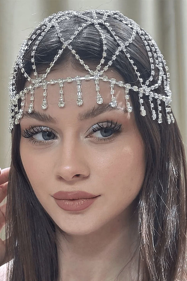 Rhinestone Tassel Mesh Headband