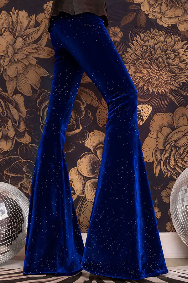 Stylish Velvet High-waisted Draped Casual Flared Pants