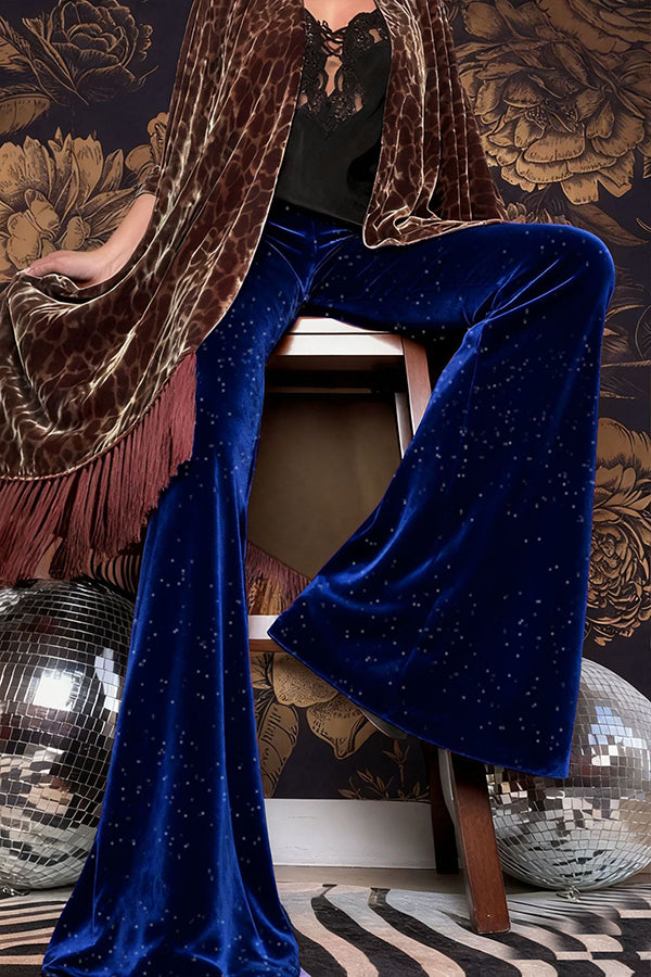 Stylish Velvet High-waisted Draped Casual Flared Pants