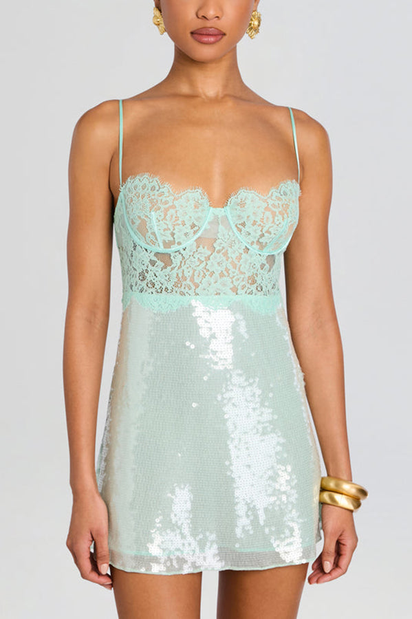 alexandra sequin dress retrofete Alexandra Dress in Metallic Silver,White