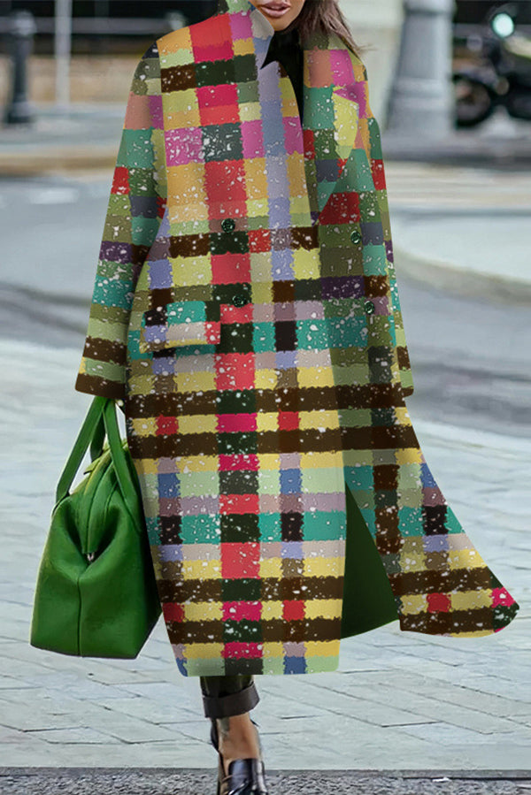 Solid Color Loose Lapel Long Sleeve Button Casual Long Coat