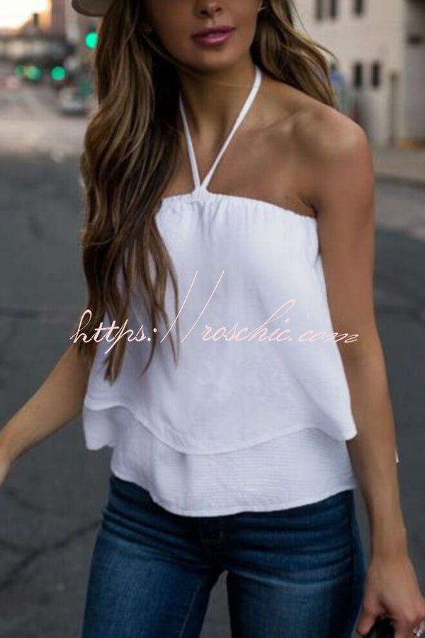 Solid Color Halter Neck Casual All-match Top