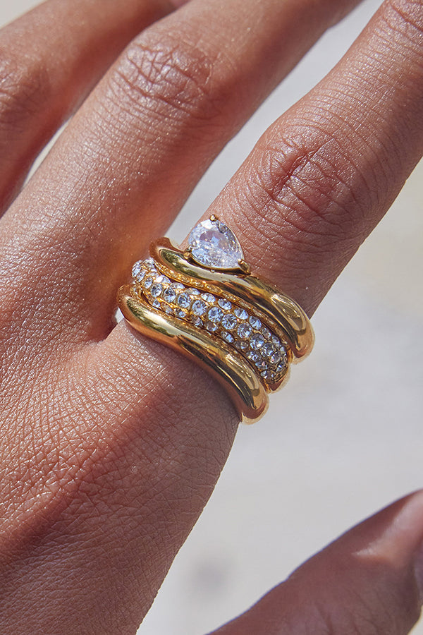 Fashion Stainless Steel Zircon Ring