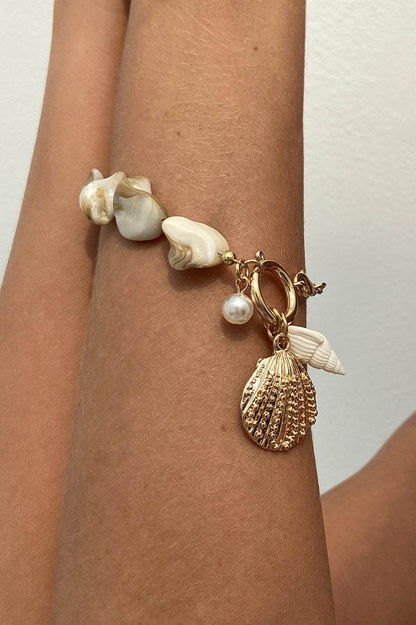 Vacation Imitation Pearl Conch Starfish Pendant Necklace Bracelet