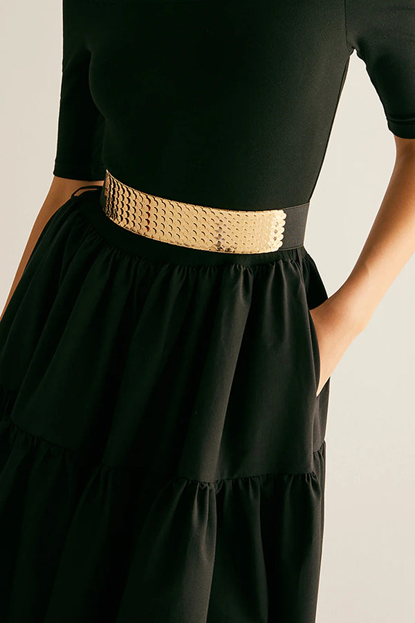 Fashionable Metal Fish Scale Elastic Belt
