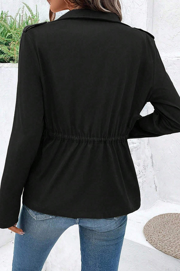 Fashion Long Sleeve Pocket Casual Zipper Jacket