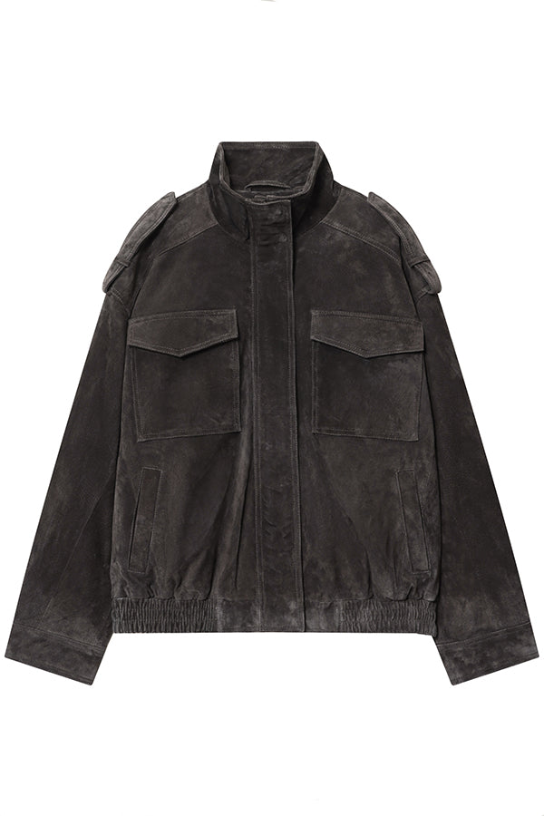 Fashionable Suede Loose Pocket Leather Jacket