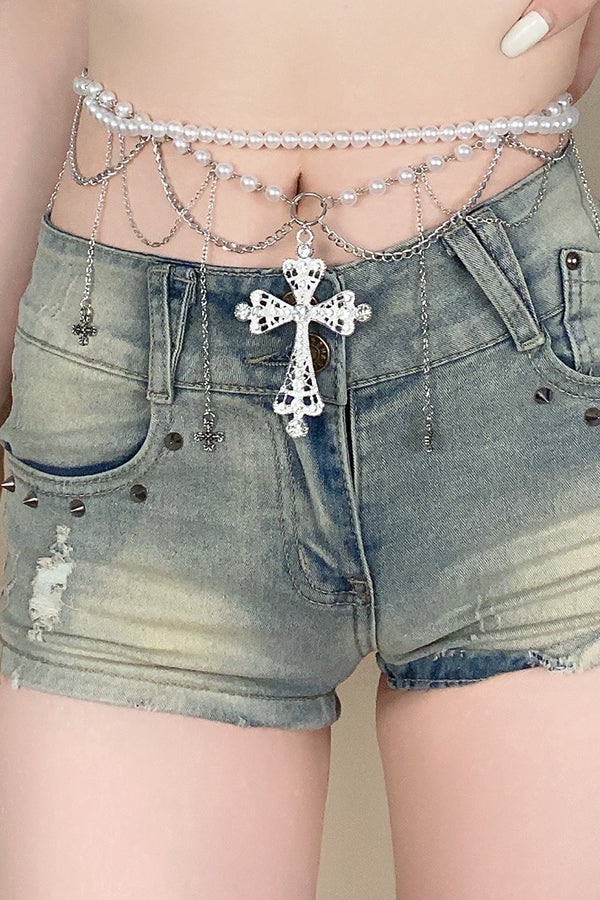 Exquisite Multi-layer Pearl Beaded Tassel Waist Necklace