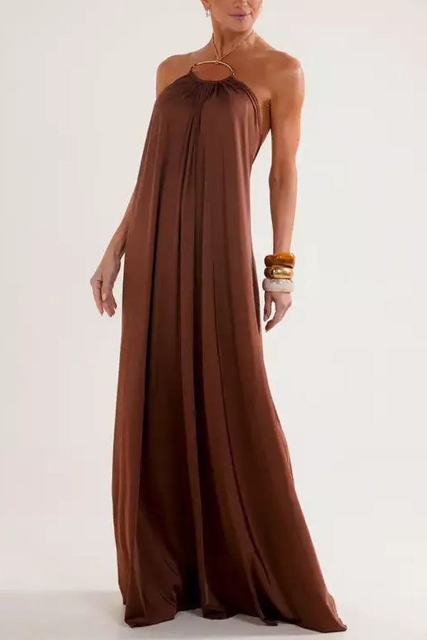 Golden Ring Halter Maxi Dress
